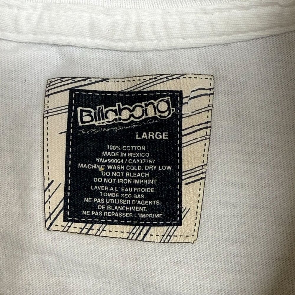 ✅Mens LARGE Billabong White Graphic T-Shirt 100% Cotton Grunge Skater Surf Y2K - Picture 3 of 7